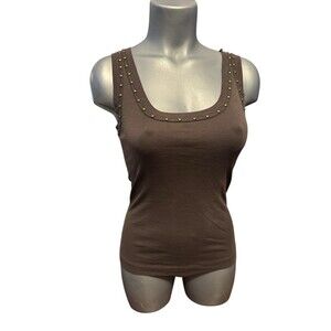 XCVI brown studded trim tank top small